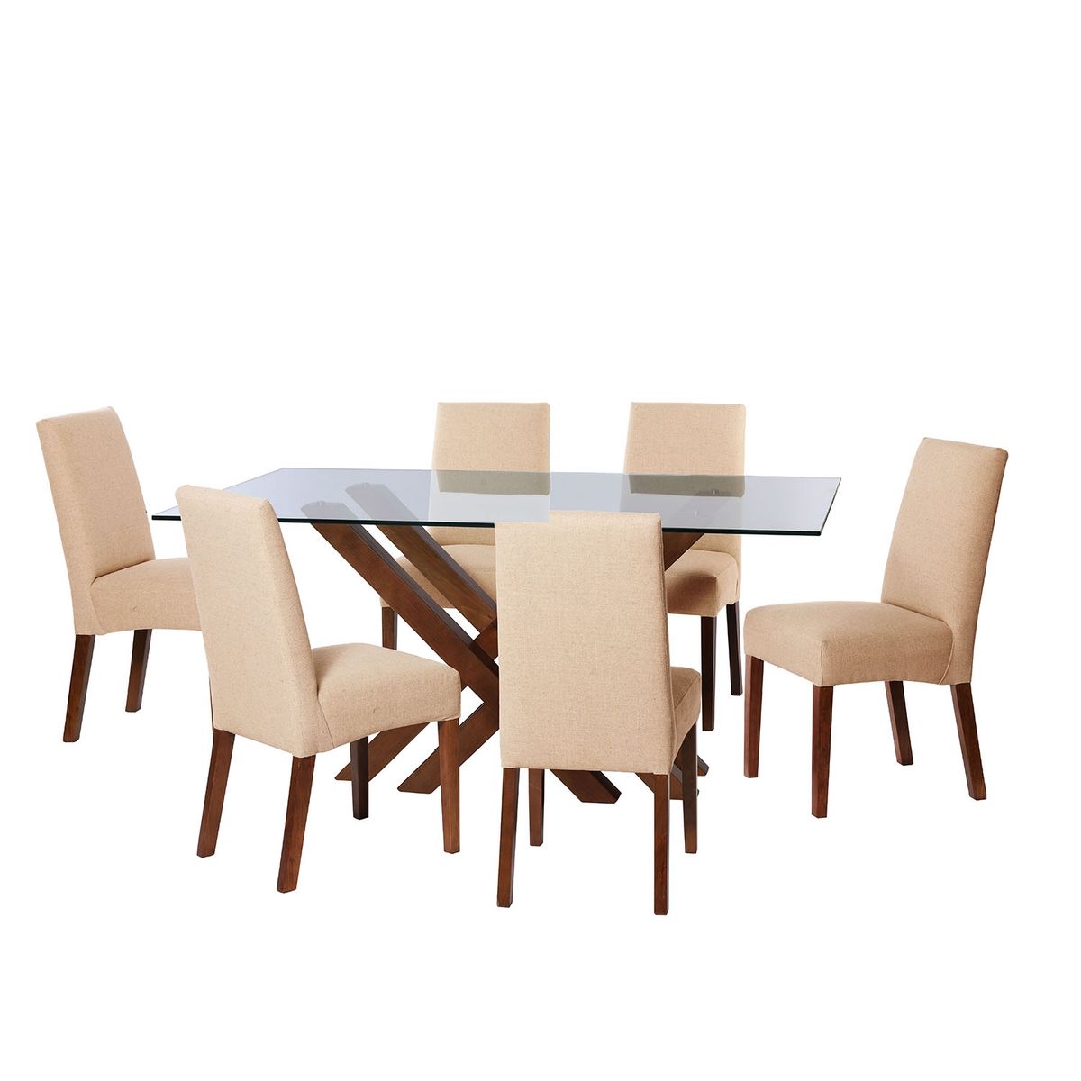 LATAM HOME - JUEGO DE COMEDOR MERIDA 6 SILLAS CADIZ LINO NATURAL