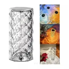 GENERICO - Lámpara De Mesa Rose Diamond Colores Táctil Con Mando