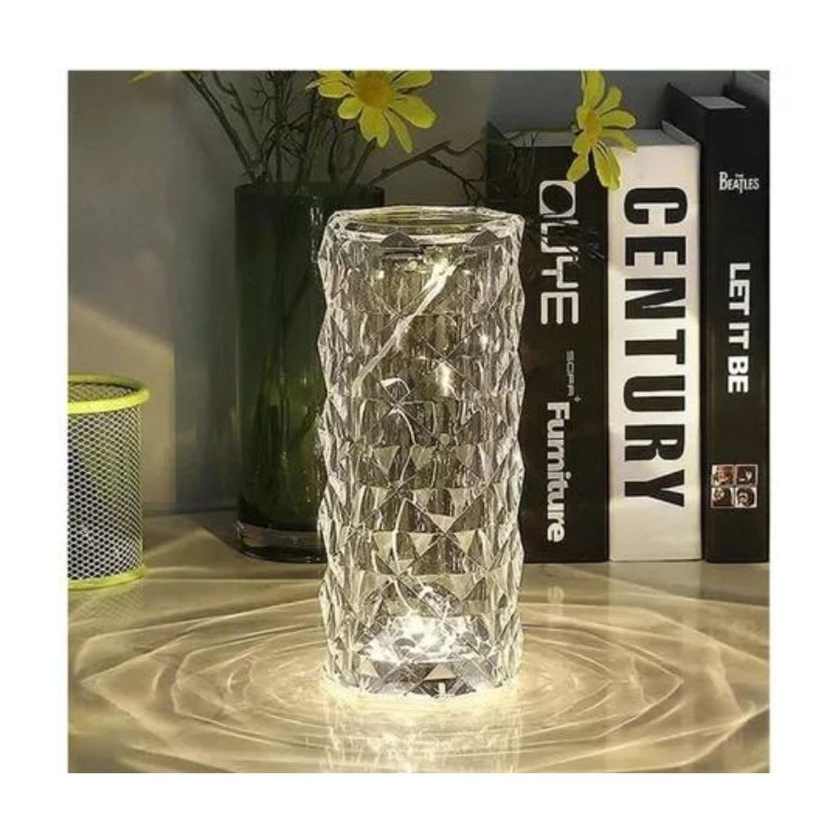 GENERICO - Lámpara De Mesa Rose Diamond Colores Táctil Con Mando