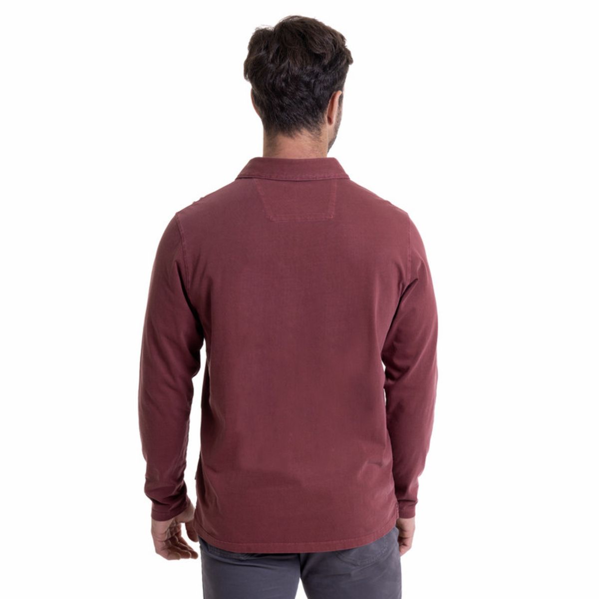 MCGREGOR - Polera Manga Larga Cuello Camisero Burdeo MCGREGOR