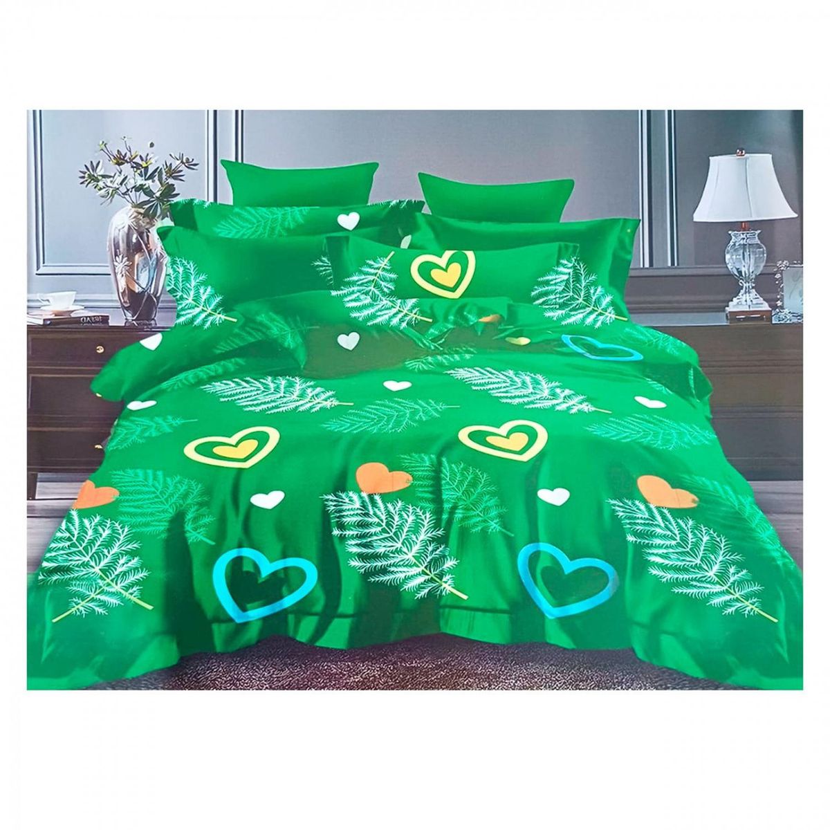 GENERICO - Sabanas 144 Hilos  Diseños - Verde - 1,5 plazas