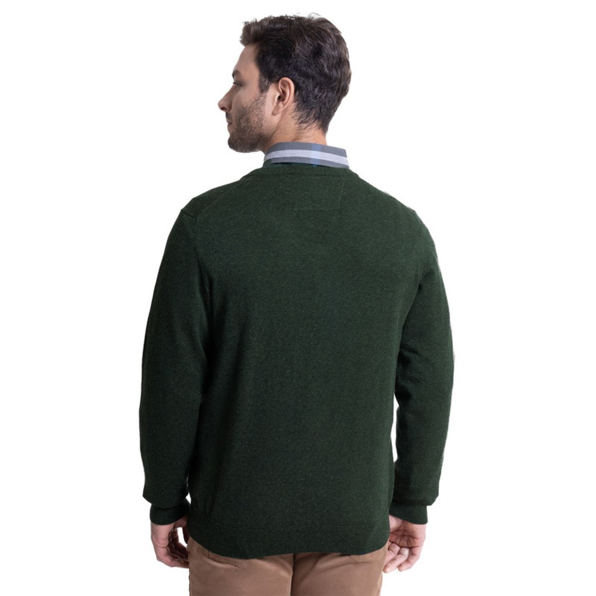 MCGREGOR - Sweater Cuello V Melange Oliva Oscuro MCGREGOR