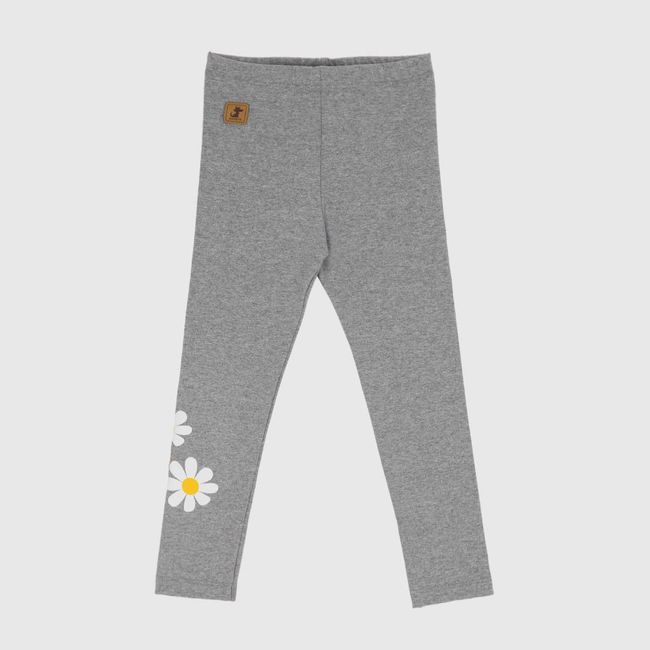 COYOTE KIDS - Calza gris flores margaritas algodón peruano - Gris