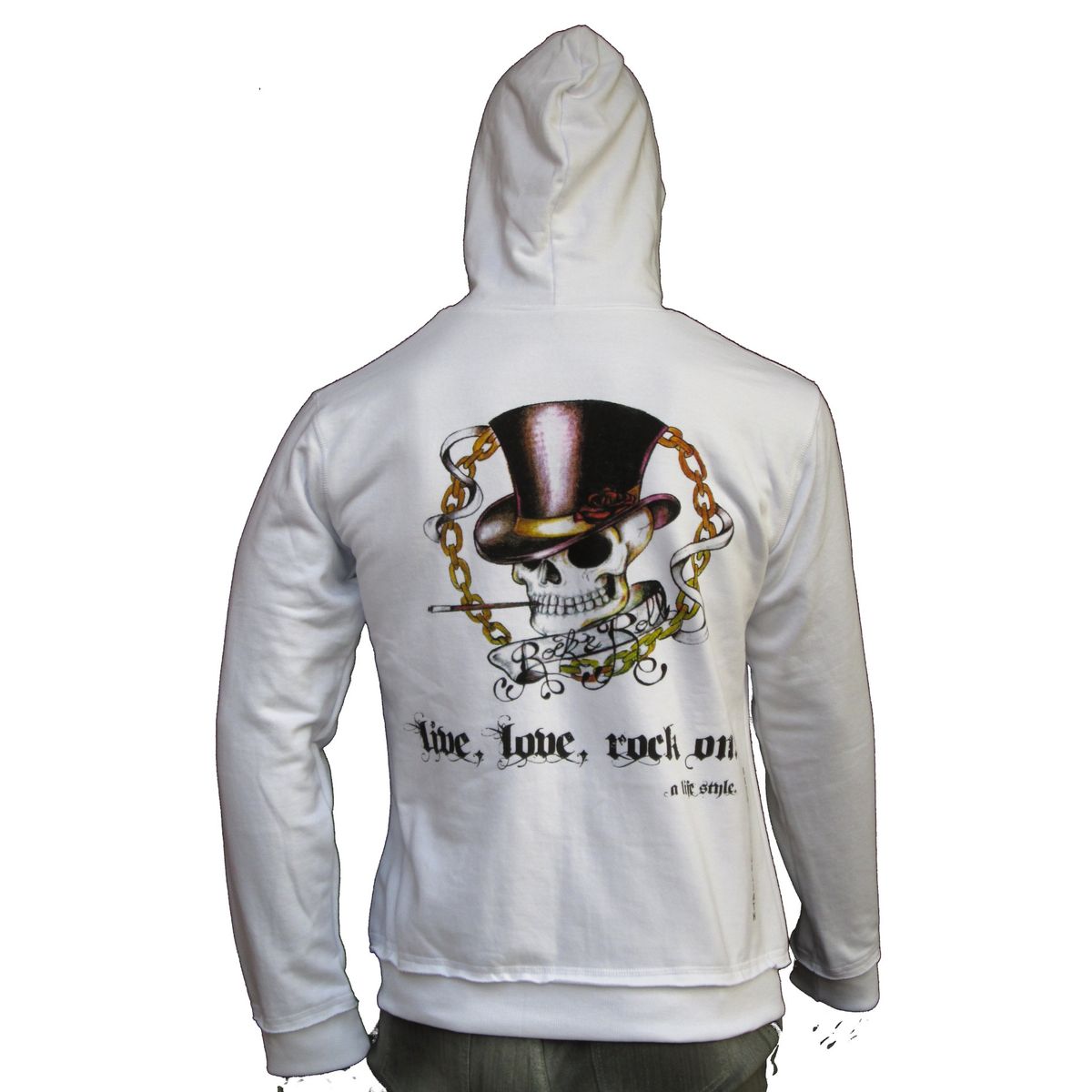 LIVE LOVE ROCK ON - Poleron Mujer Calavera Somb