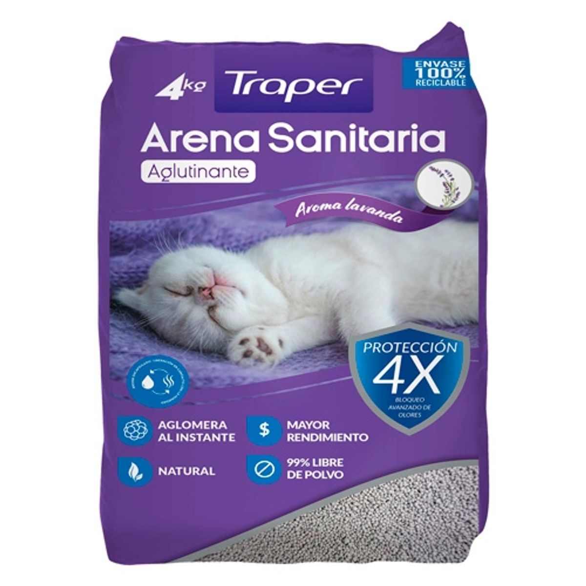 TRAPER - Arena Sanitaria Traper Lavanda 4 Kg
