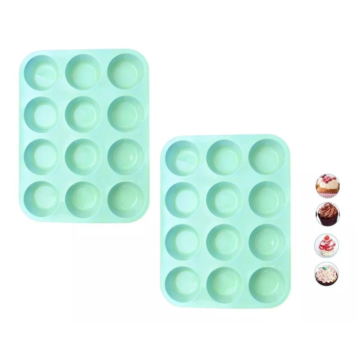 GENERICO - Pack X2 Molde Cupcakes Molde 12 Magdalena Molde Muffin 12