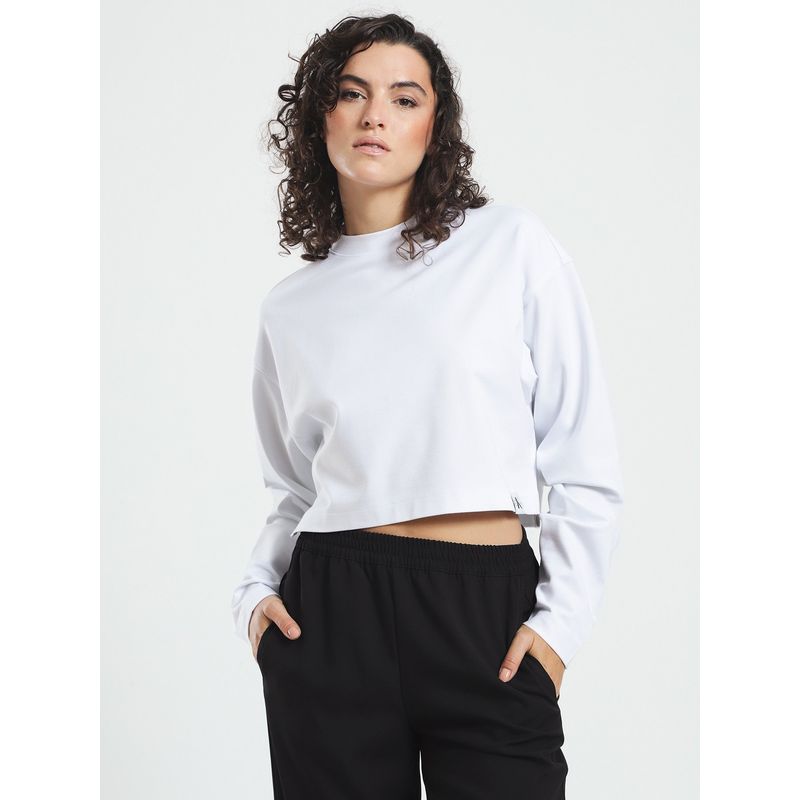 CALVIN KLEIN - Polera Milano Cropped Relaxed Blanco Calvin Klein