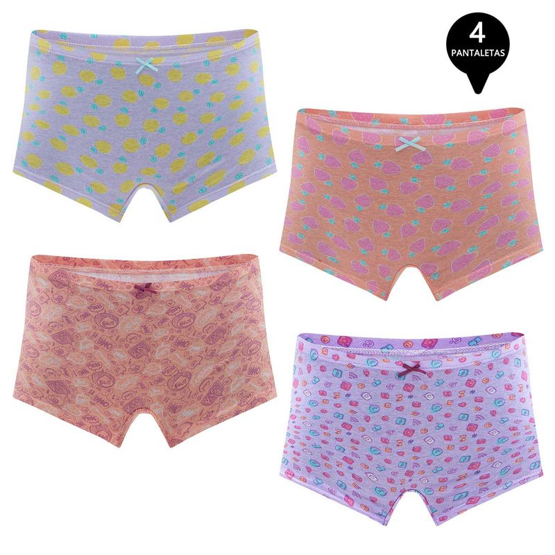 GIOVACCHINO - Calzon Boxer Pantaletta Algodón Niña Pack 4