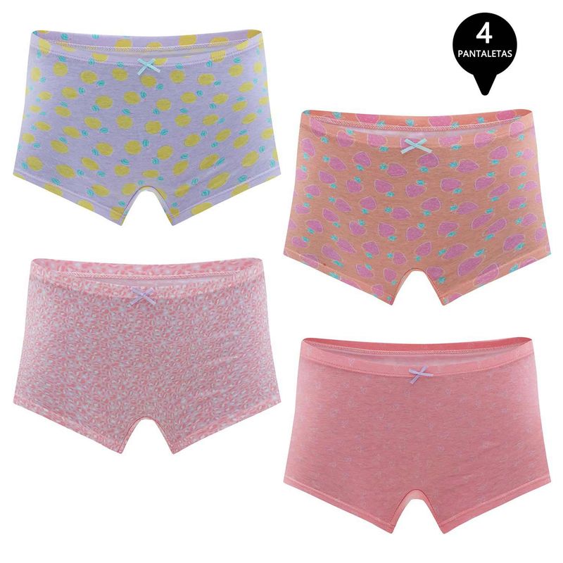 GIOVACCHINO - Calzon Boxer Pantaletta Algodón Niña Pack 4