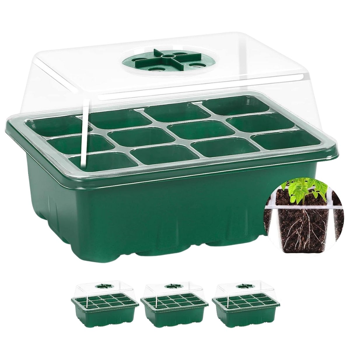 GENERICO - Pack 3 Germinadores Semillas Semillero Invernadero Hogarútil