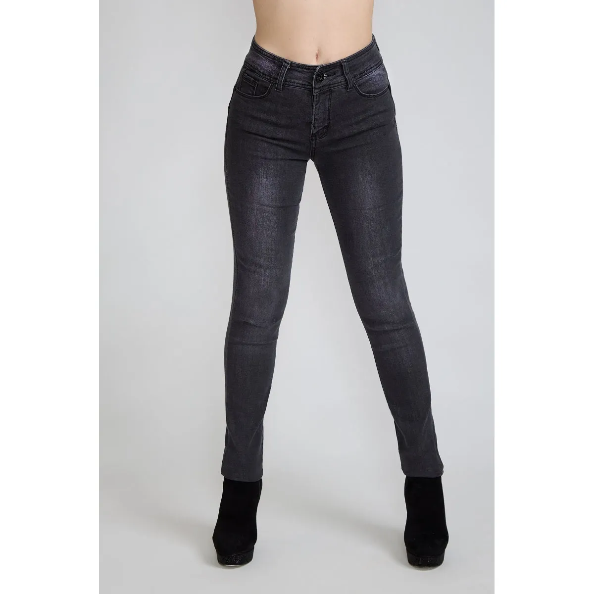 TENTATION - Jeans Pitillo Focalizado Gris Tentation