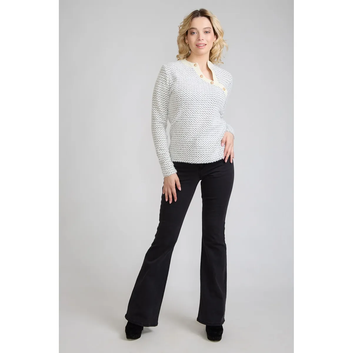 TENTATION - Jeans Flare Push Up Gris Tentation