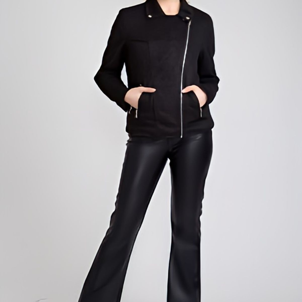 TENTATION - Pantalon PU Flare Black Tentation OFERTA CYBER