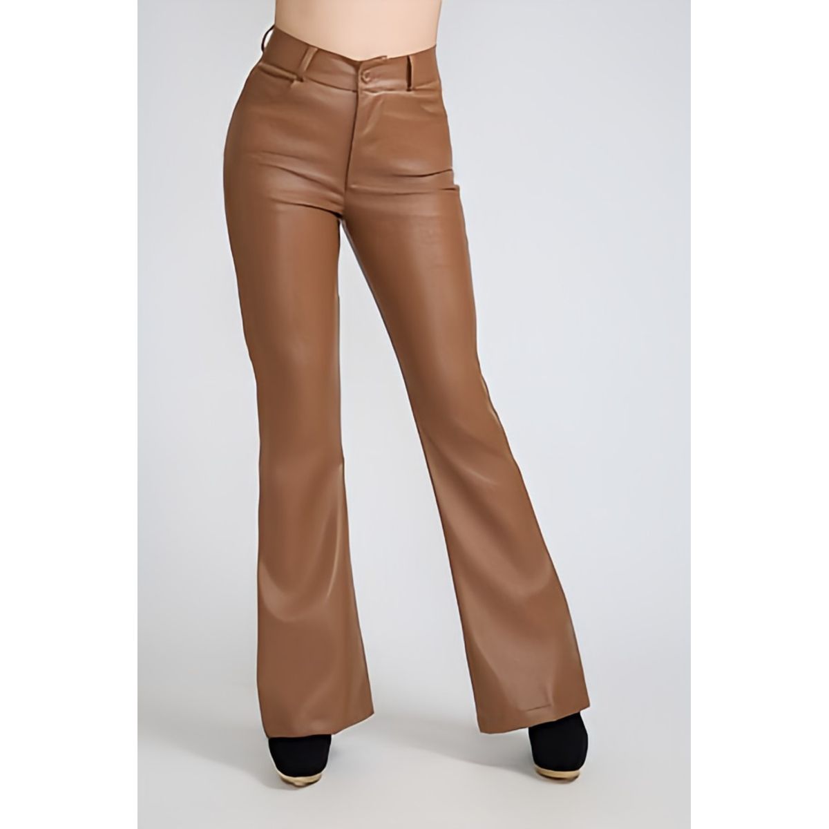 TENTATION - Pantalon PU Flare Coffee Tentation OFERTA CYBER