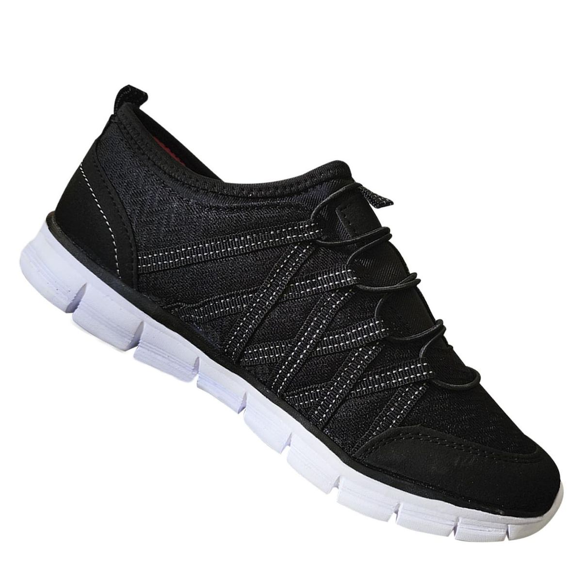GENERICO - Zapatillas Mujer Deportivas Livianas - Negro Blanco - 7226