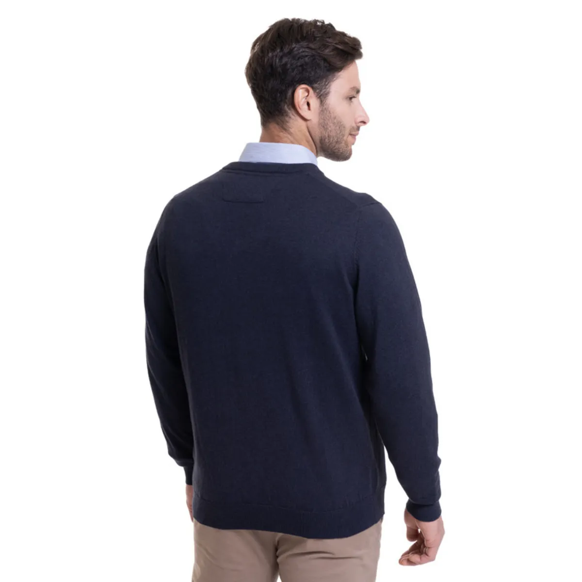 MCGREGOR - Sweater Cuello V Melange Azul MCGREGOR