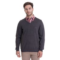 Sweater Cuello V Melange Gris Oscuro