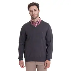 MCGREGOR - Sweater Cuello V Melange Gris Oscuro