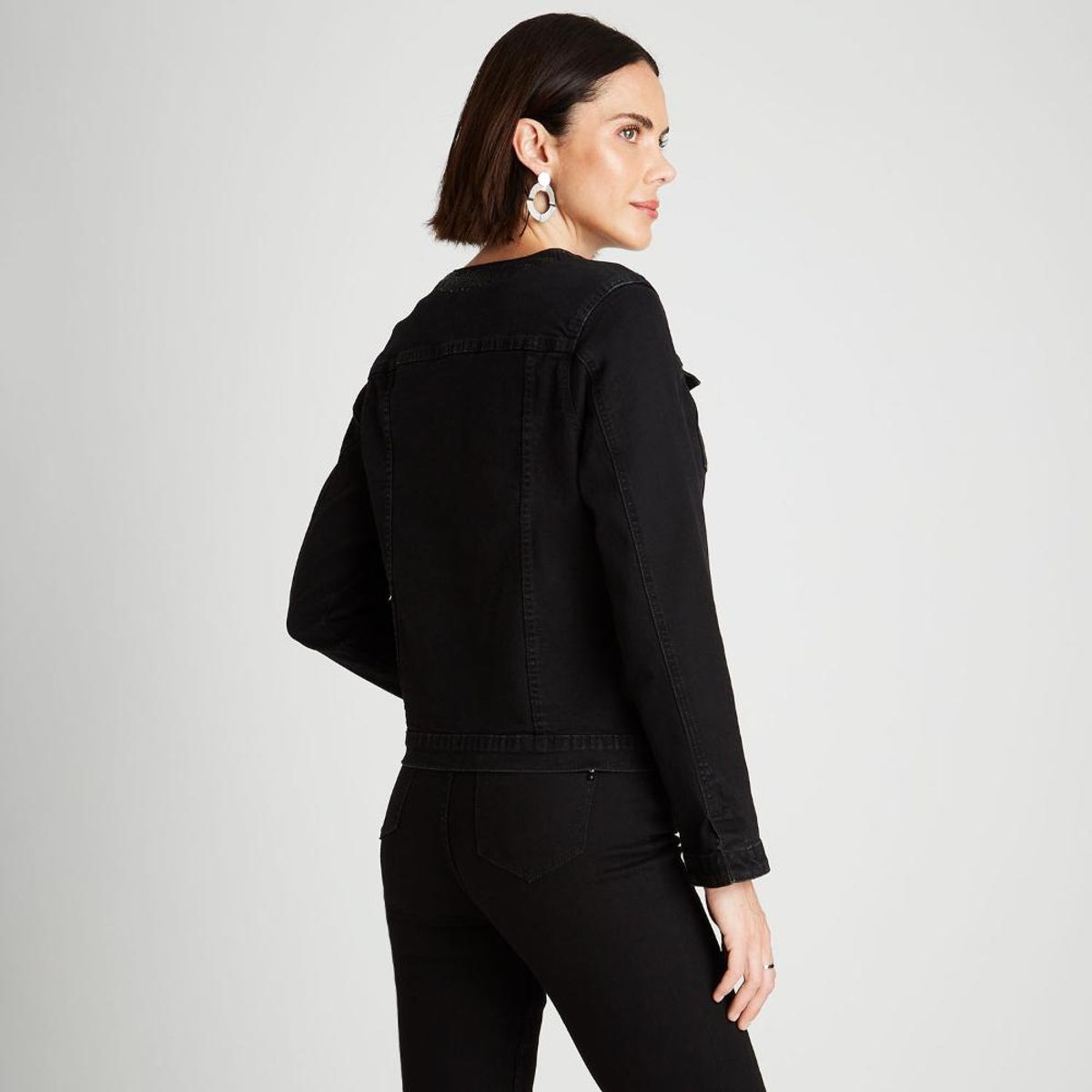 LORENZO DI PONTTI - Chaqueta De Mezclilla Cuello Chanel Negro LORENZO DI PONTTI