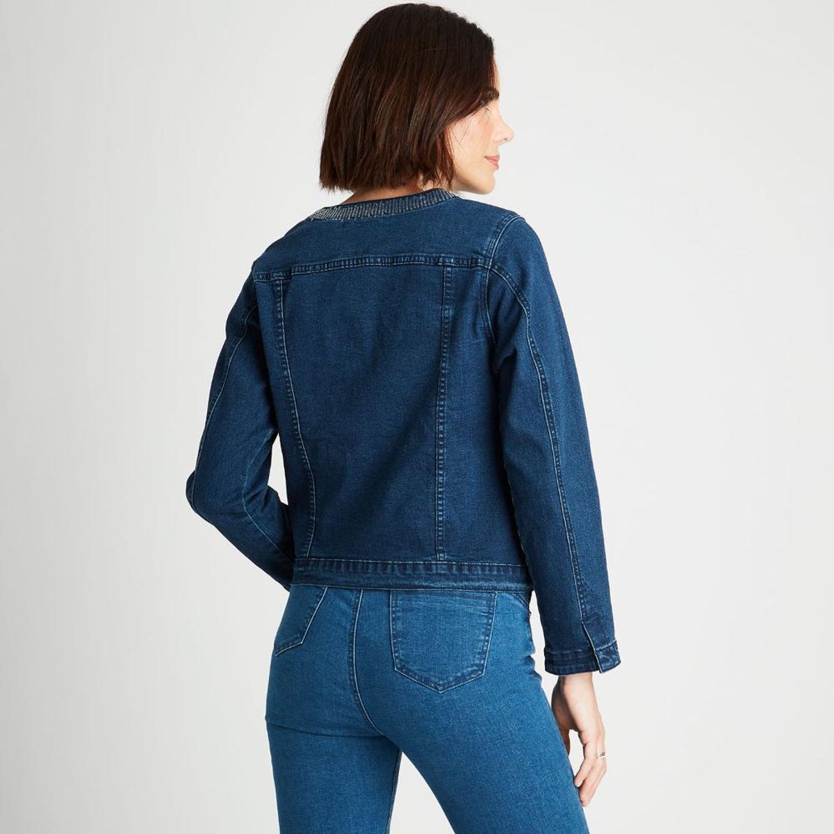 LORENZO DI PONTTI - Chaqueta De Mezclilla Cuello Chanel Azul Claro