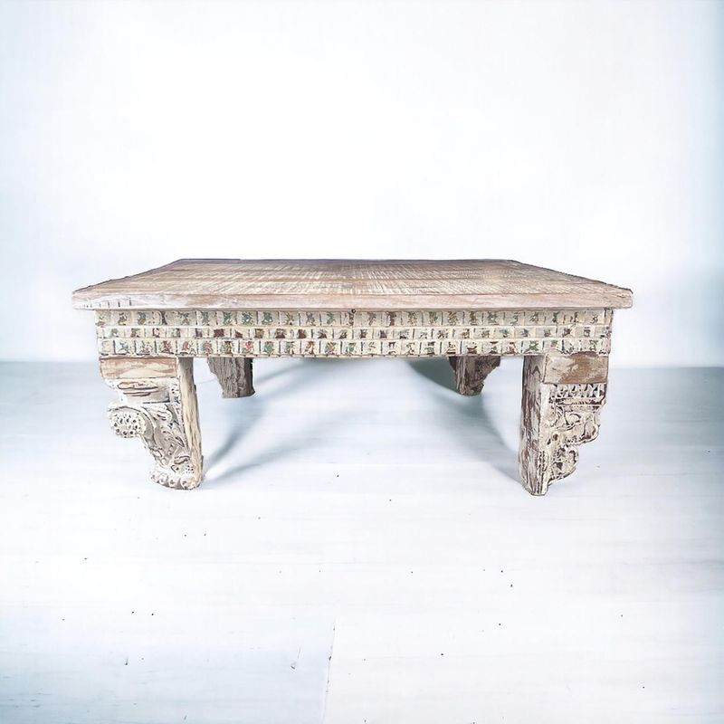 MUEBLES EL HERRERO - Mesa de centro Aurora cubierta beige 110x110x45 cms