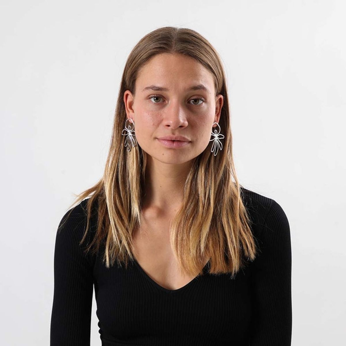 I D - Aro Largo Tulum Plateado de Metal i-D