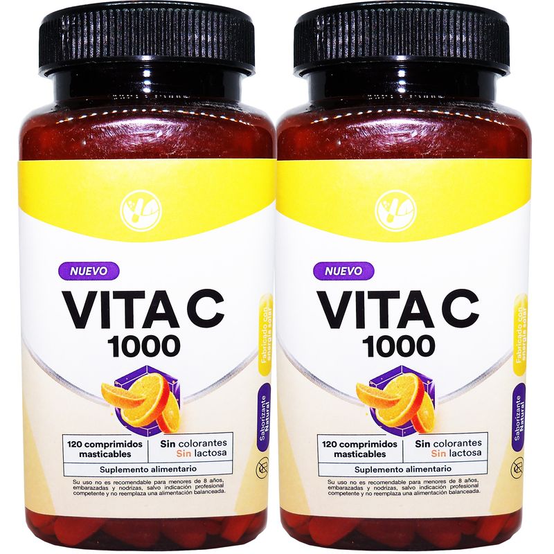 GENERICO - 2 x Vitamina C 1000 Mg 120 Comprimidos Aumenta Defensas