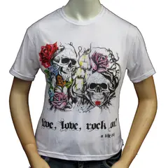 LIVE LOVE ROCK ON - Polera Mujer Calavera Velas