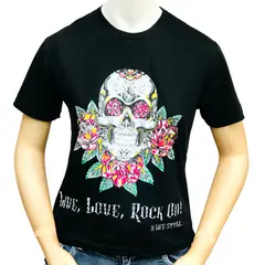 LIVE LOVE ROCK ON - Polera Mujer Calavera Dif