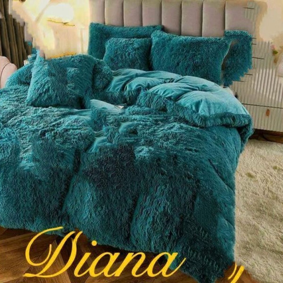 GENERICO - COBERTOR DE INVIERNO PELUDO TURQUESA CON CHIPORRO  2PLAZA  DIANA