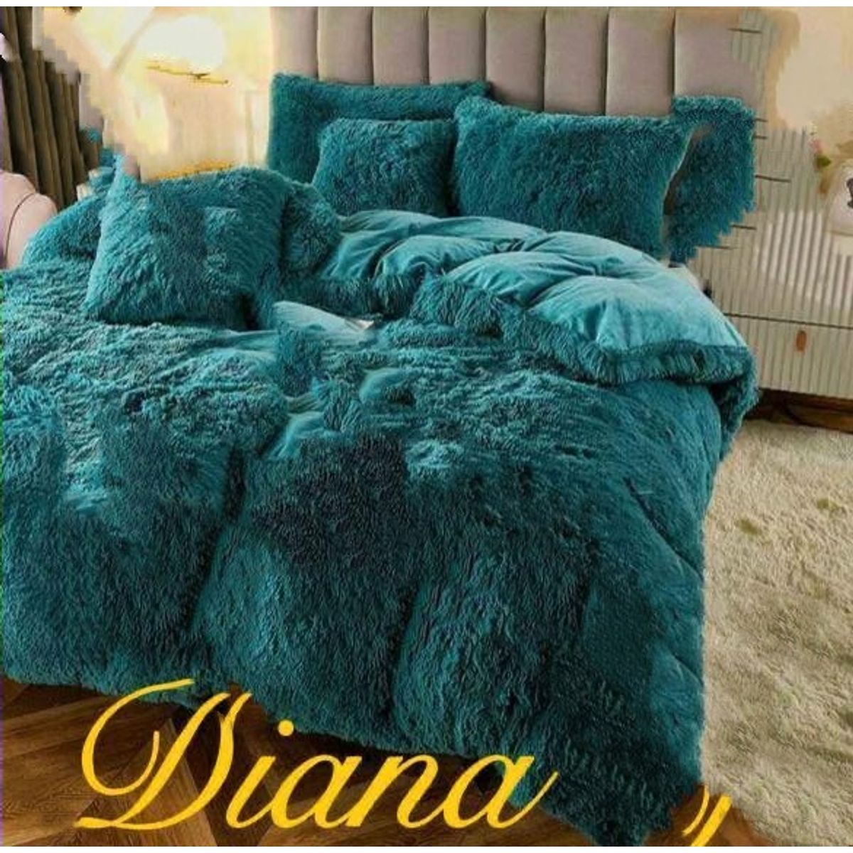 GENERICO - COBERTOR DE INVIERNO PELUDO TURQUESA CON CHIPORRO  2PLAZA  DIANA