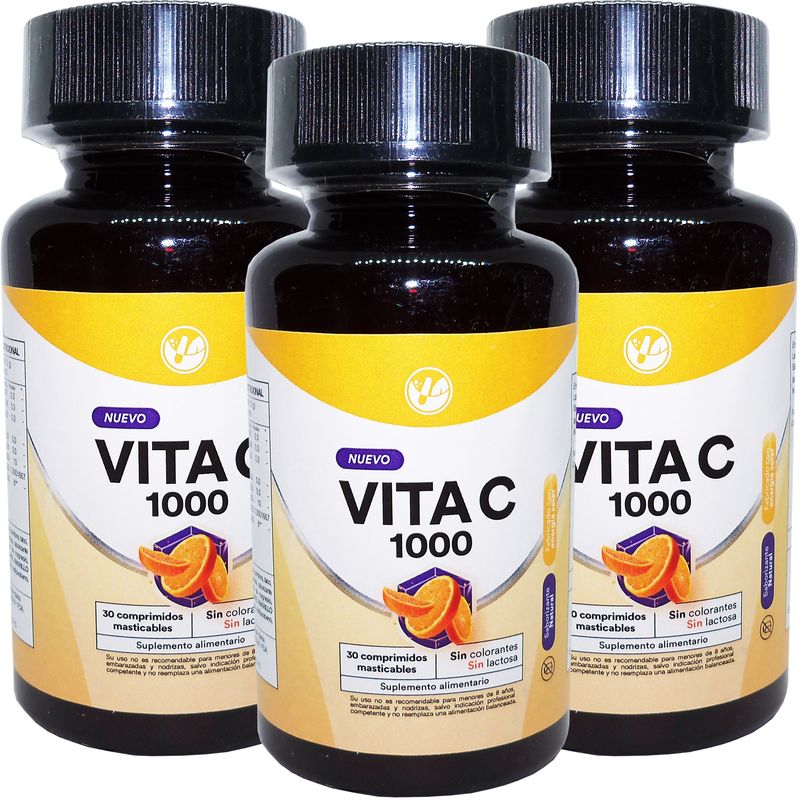 GENERICO - 3 x Vitamina C 1000 Mg 30 Comprimidos Aumenta Defensas