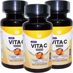 GENERICO - 3 x Vitamina C 1000 Mg 30 Comprimidos Aumenta Defensas