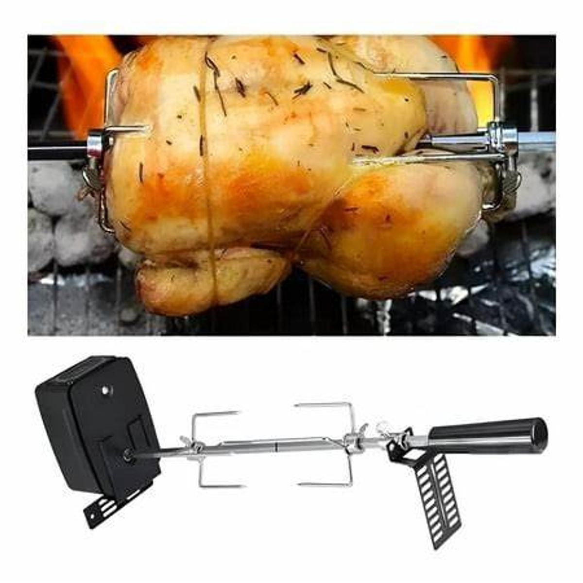 GENERICO - Kit Spiedo Parrilla 8 Kg + Espada + Tenedor / Acero Inox