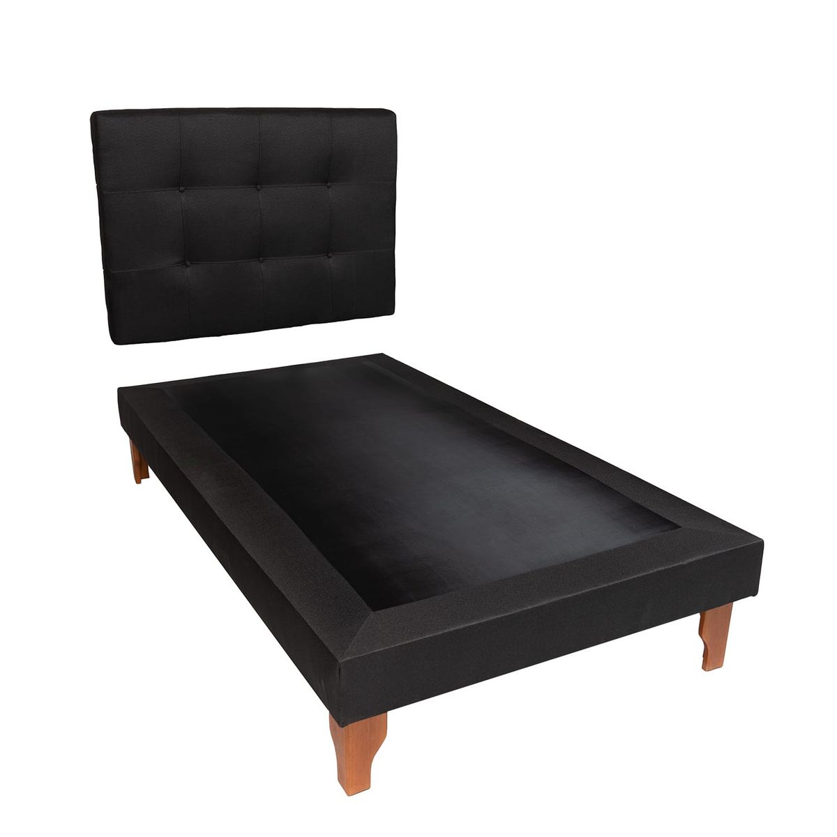 MUEBLES NEW - CAMA DE PLAZA NEGRO LINO.