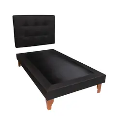 MUEBLES NEW - CAMA DE PLAZA NEGRO LINO