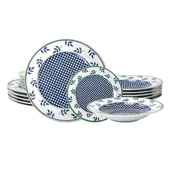DANNY HOME - Juego de Vajillas Porcelana Hojas Vintage Inglesa 18 Piezas