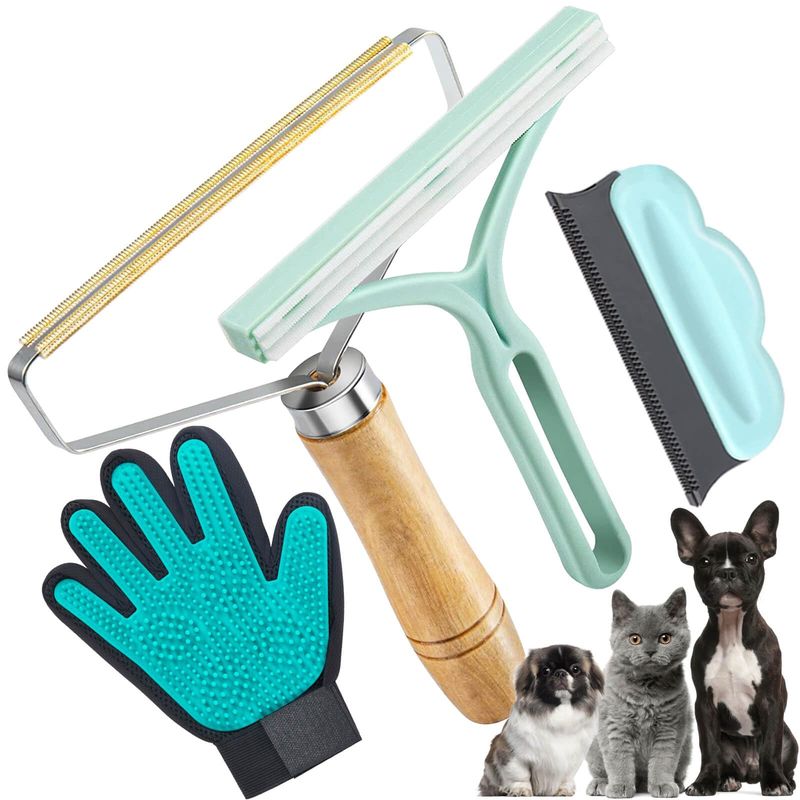 EVERSO - Set 4 Guante Cepillo Removedor Pelo Peine Para Mascotas