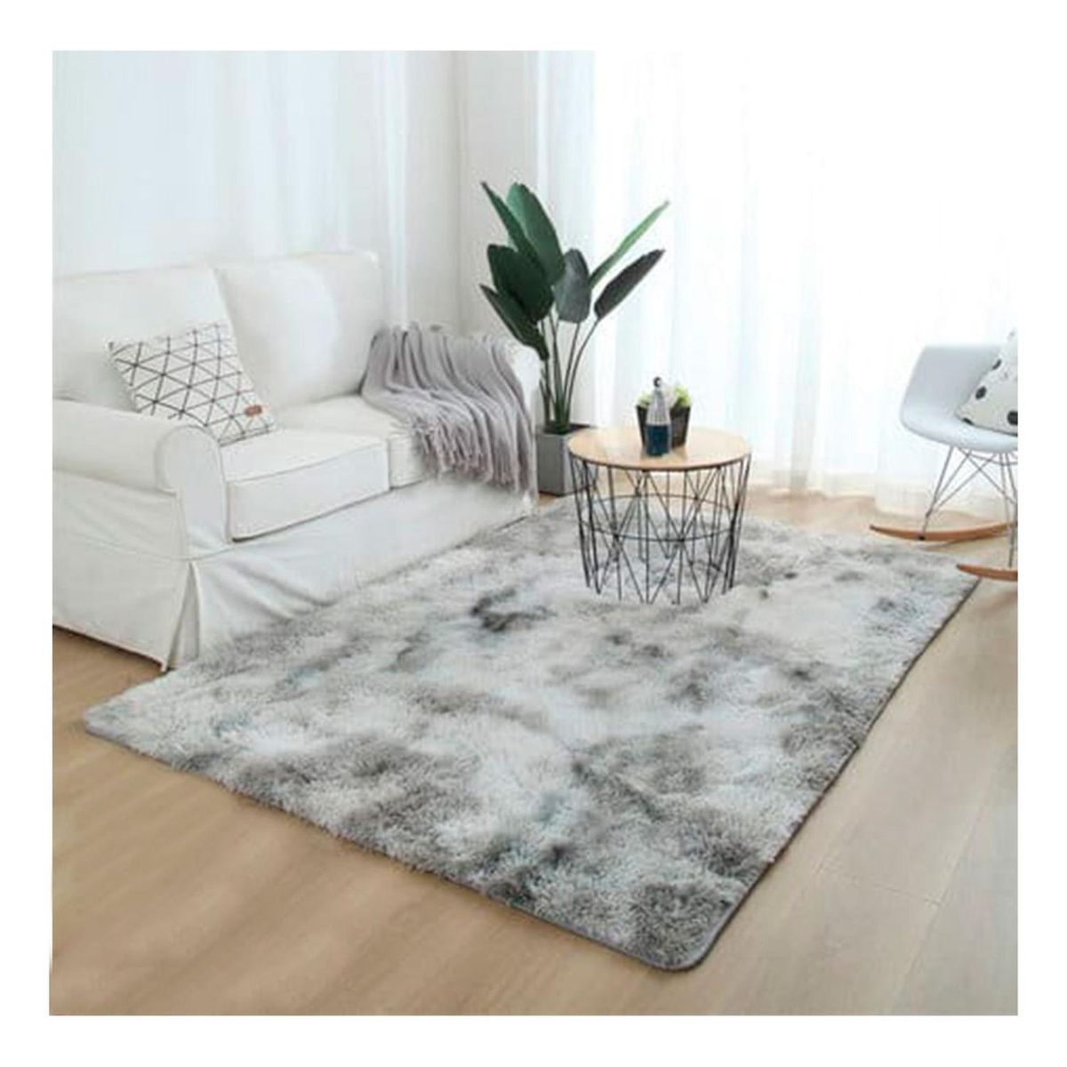 GENERICO - Alfombra Peluda Decorativa Hogar Diseño Jaspeado 150x200 - Gris