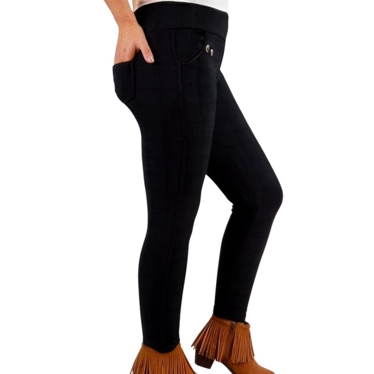 LOOK SHOP - Pantalón Calza Forro Piel Bolsillo Tiro Alto 31