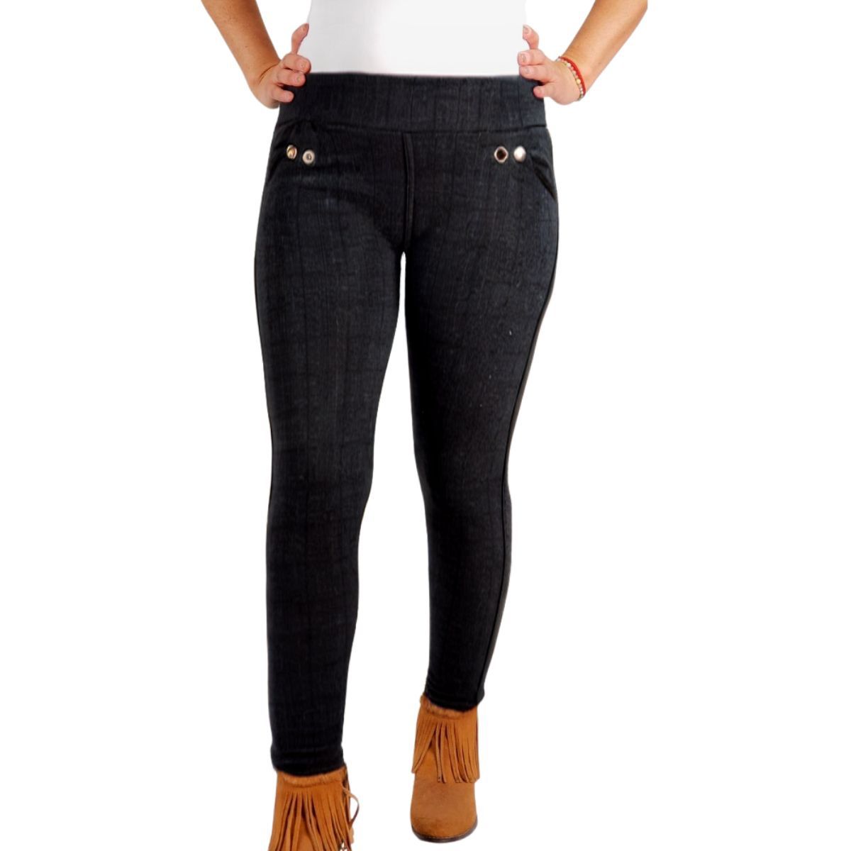 LOOK SHOP - Pantalón Calza Forro Piel Bolsillo Tiro Alto 31