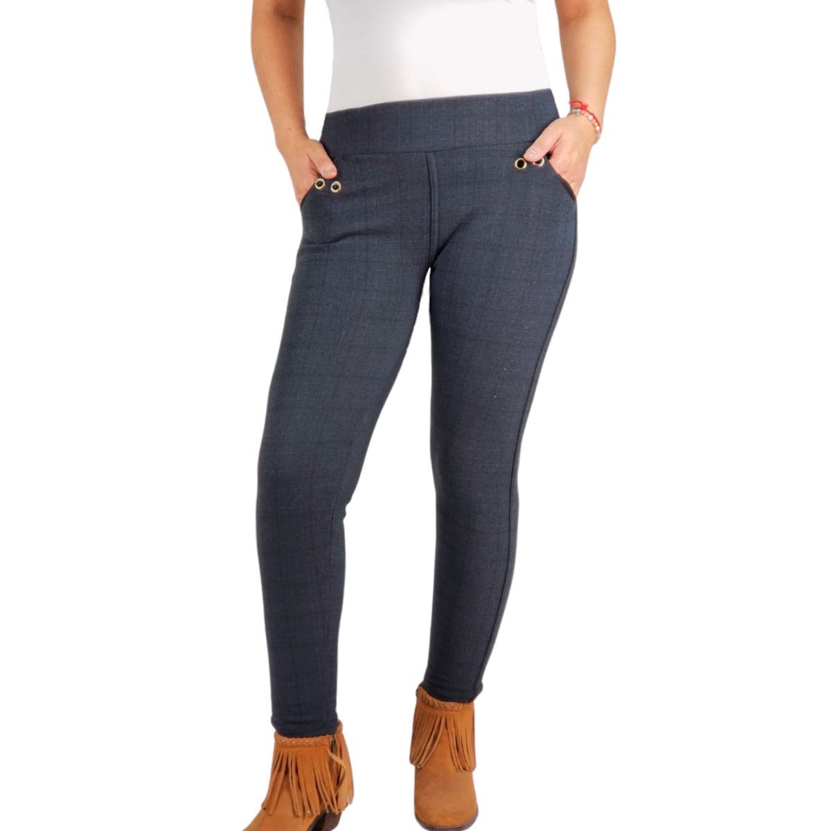 LOOK SHOP - Pantalón Calza Forro Piel Bolsillo Tiro Alto 31