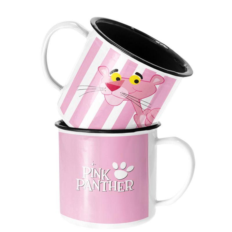 SM - Taza Enlozada Lechera Pantera Rosa Clasico Animación - Blanco