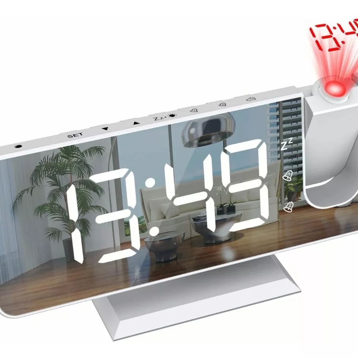 GENERICO - Reloj Despertador Led Con Radio Proyector Y Pantalla Grande