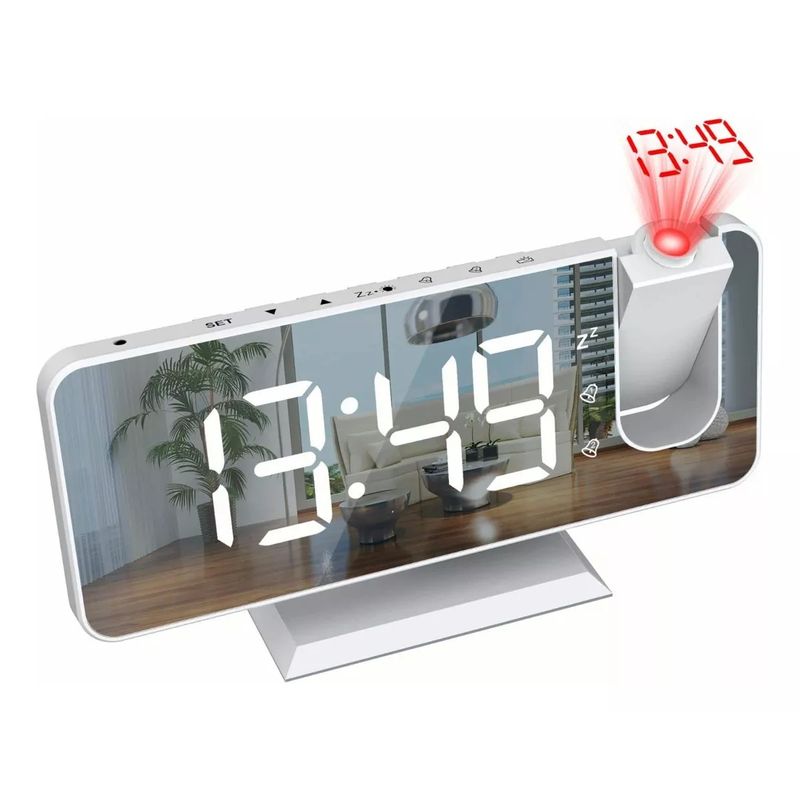 GENERICO - Reloj Despertador Led Con Radio Proyector Y Pantalla Grande