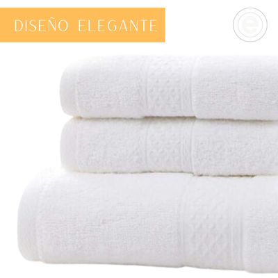 Imagen 2 del producto Pack 3 Toallas Blancas Cuerpo Manos Y Cara 100% Algodon