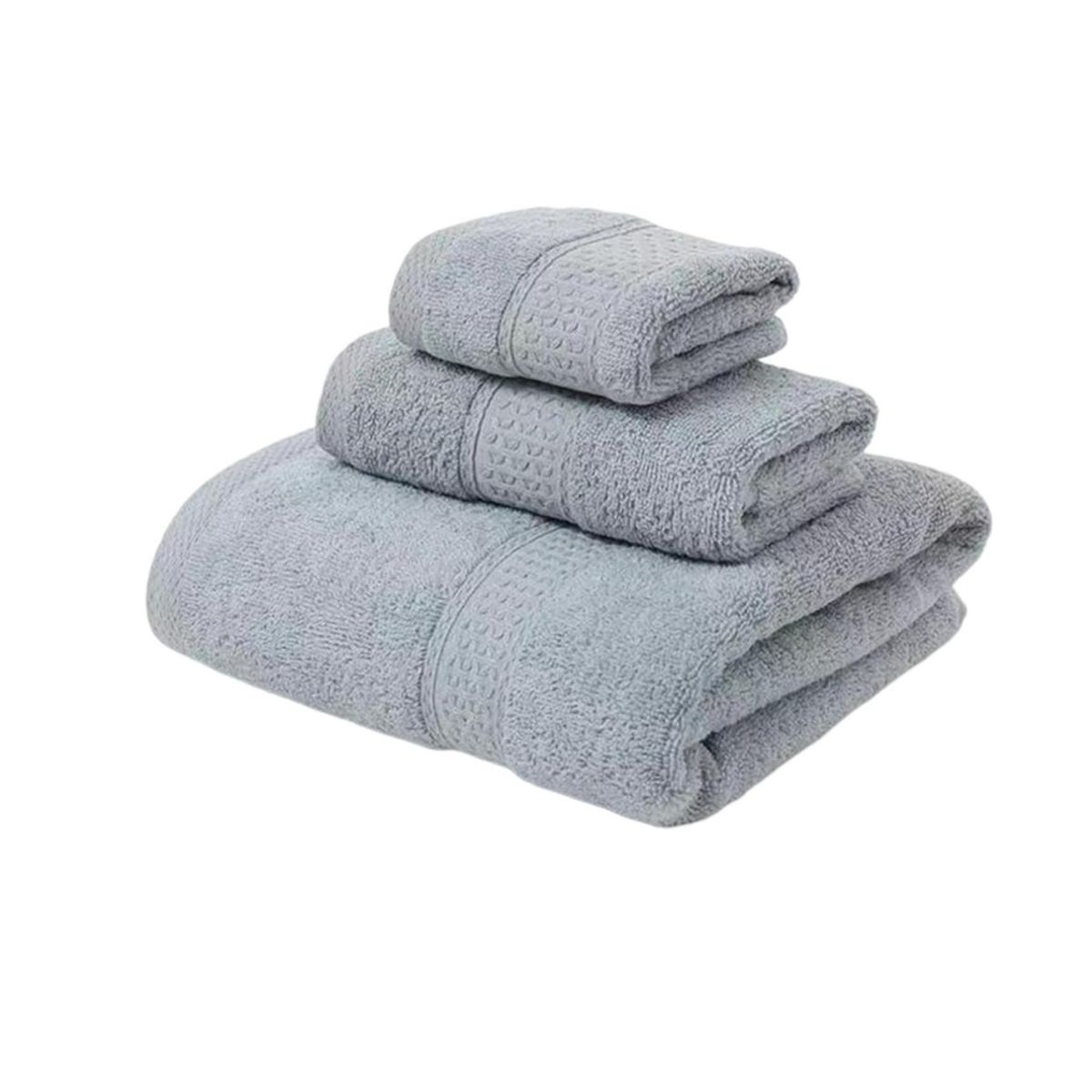 GENERICO - Pack 3 Toallas Gris Cuerpo Manos Y Cara 100% Algodon