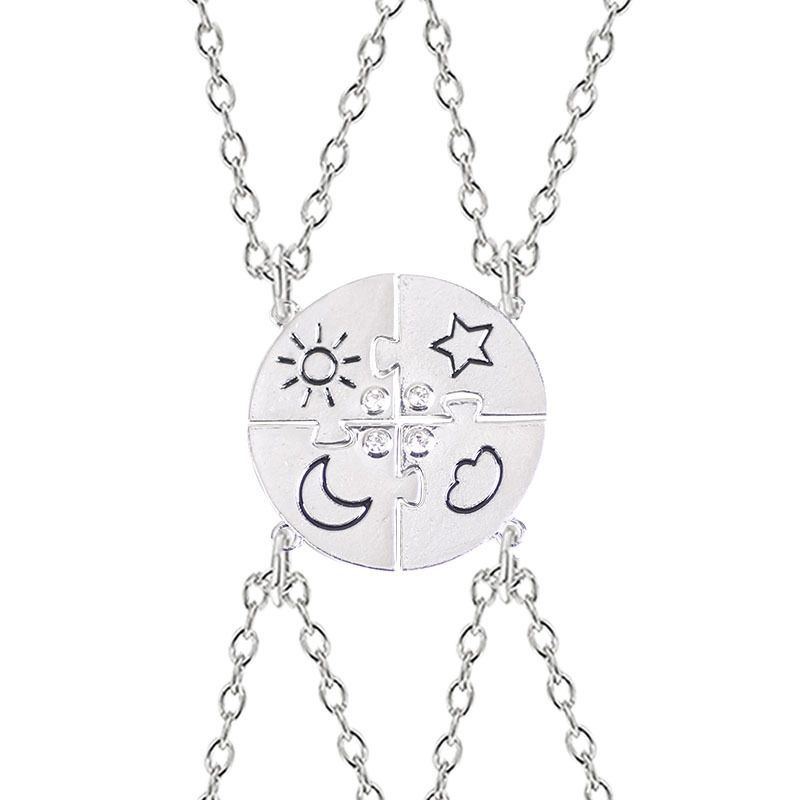 VATYERTY - Collar con corazón & con diseño de letra PLATA