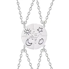 VATYERTY - Collar con corazón & con diseño de letra PLATA