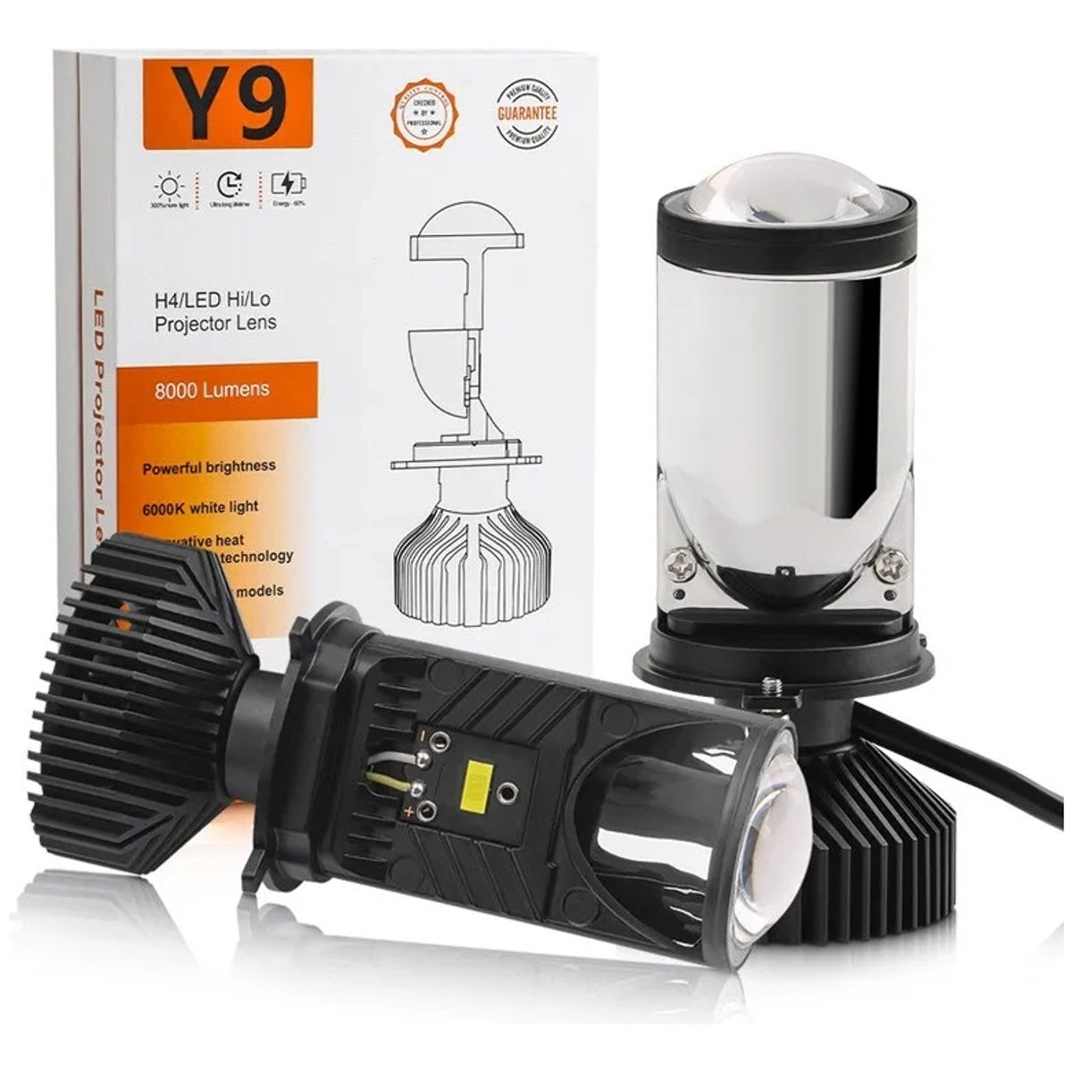 GENERICO - Kit 2 Ampolletas Turbo Led Y9 Mini Proyector Con Lupa H4